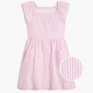 J. Crew Factory Pink Shimmer Striped Seersucker Button Front Dress Size 8